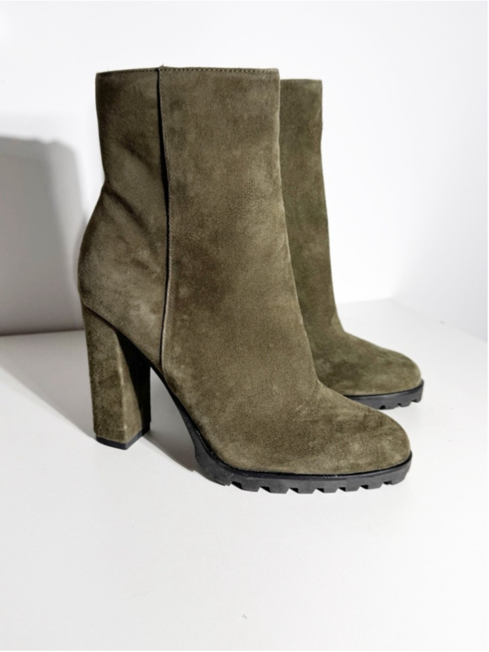 ALDO Tealith Suede Heeled Boot is a high-heeled women's ankle boot Olive Green
